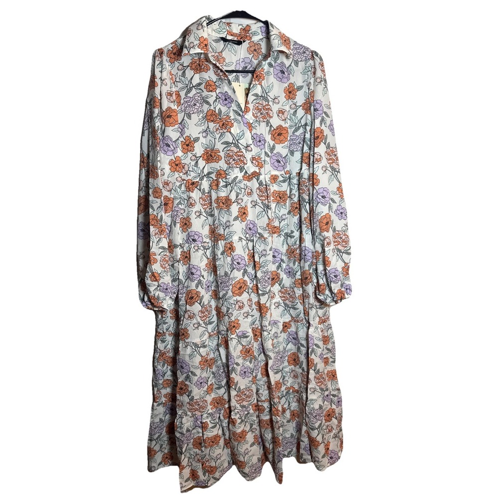 NWT Dokotoo Women's Medium Floral Tiered Long Sleeve Dress 100%‎ Polyester